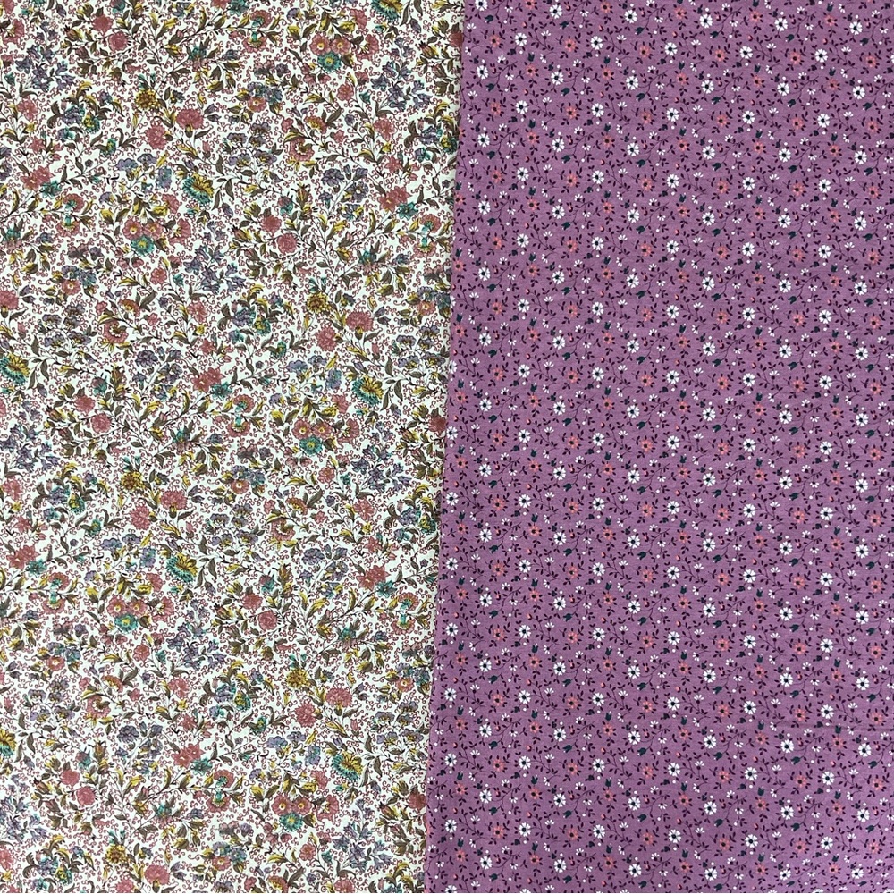Vintage dainty floral quilting cotton lot of 2